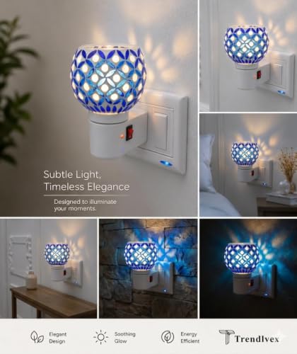Image of RUPIKA | Electric Ceramic Aroma Diffuser Kapoor Dani | Camphor Diffuser Incense Burner Holder Kapoor Dani with Night Lamp for Home, Office (Blue)