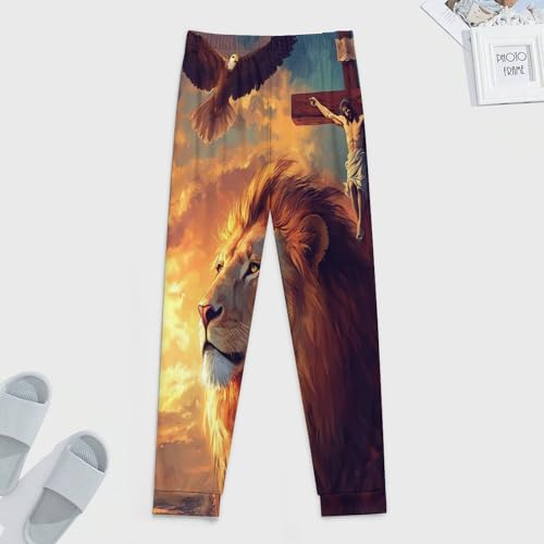 Christian Lion Of Judah Ea-gle Men's Pajamas Pants Lightweight Sleep Lounge Pant Pjs Bottoms Casual Sleepwear4