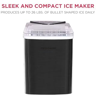 Frigidaire EFIC123-SSBLACK Compact Countertop Ice Maker, 26lbs of Ice per Day, Black Stainless