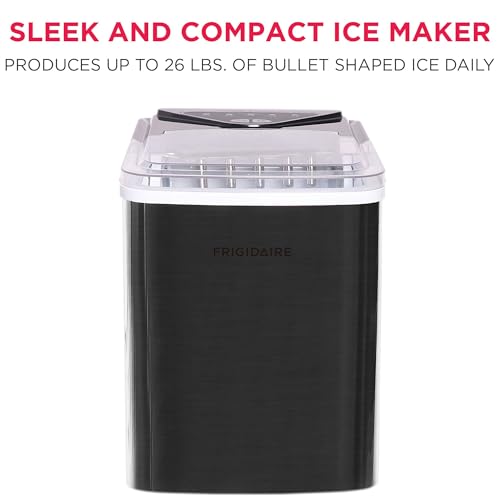 Image of Frigidaire EFIC123-SSBLACK Compact Countertop Ice Maker, 26lbs of Ice per Day, Black Stainless