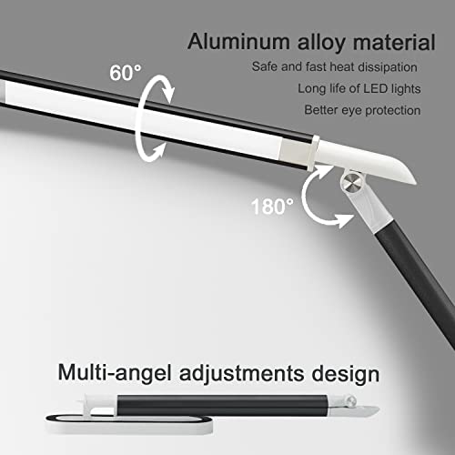 Hdtime-Desk Lamp With Usb Charging Port, 3 Lighting Modes 3 Brightness Levels Desk Light,Touch Control Adjustable Led Kids Desk Lamp Black For Reading,Study,Office #TOP3