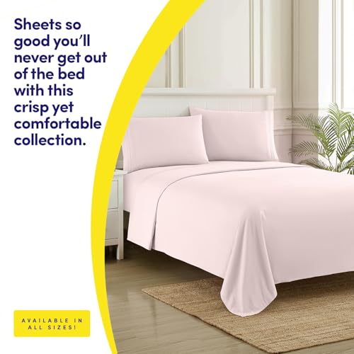Image of 1500 Supreme Collection King Sheet Sets Pale Pink - Luxury Hotel Bed Sheets and Pillowcase Set for King Mattress - Extra Soft, Elastic Corner Straps, Deep Pocket Sheets, King Pale Pink