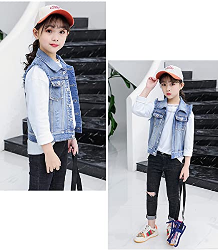 NABER Kids Girls' Fashion Sleeveless Outerwear Denim Jacket Vest Age 4-13 Years2