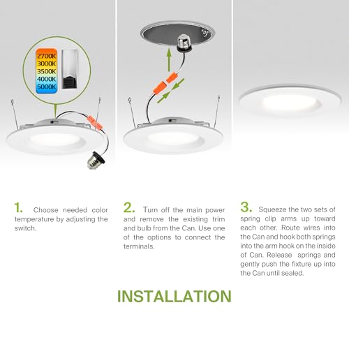 ASD 12 Pack Retrofit LED Recessed Lighting 6 Inch - 12W 2700K-5000K 1078LM Can Lights for Ceiling 6 Inch, Dimmable Recessed Lights, Baffle Trim Wet Rated Wafer Lights, ETL, Energy Star by ASD - Used condition - Image 8