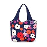 BUILT NY Essential Neoprene Shopping Tote Bag, Lush Flower Blue