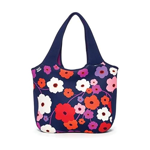 BUILT NY Essential Neoprene Shopping Tote Bag, Lush Flower Blue