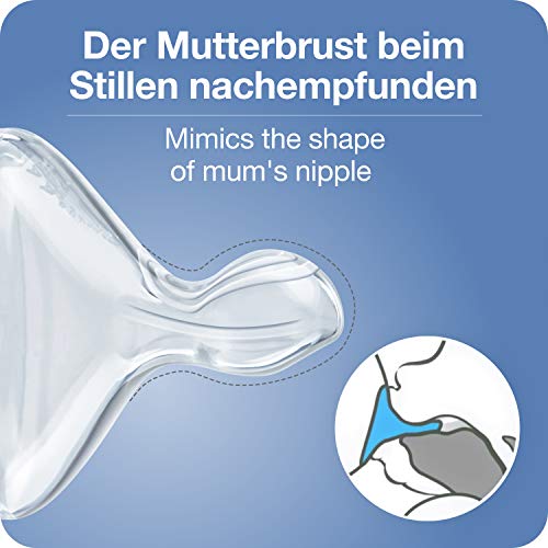 NUK First Choice+ Perfect Start Babyflaschen Set | Erstausstattung mit 4 Temperature Control Anti-kolic Babyflaschen (2x 150ml & 2x 300ml), Flaschenbürste & mehr | BPA-frei | 0-6 Monate | blau/weiß