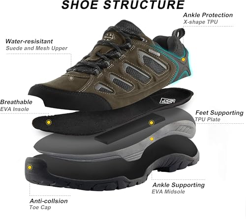 wantdo Men's Waterproof Low Cut Hiking Shoes Wide Breathable Slip Resistant Trial Hiking Shoes Mountain Biking Outdoor Work Trekking Sneakers4