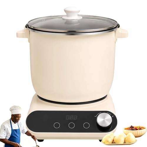 Procesador de alimentos de 7 litros, máquina eléctrica de ñame con temporizador de 0 a 90, máquina de fufuf de acero inoxidable para platos africanos, sirve de 5 a 6 personas