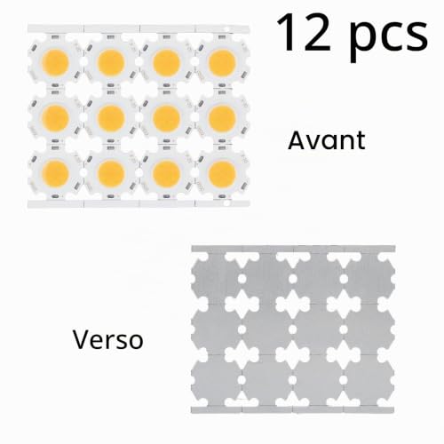 GAESHOW 12Pcs Puces LED COB Rondes, Haute Puissance LED 5w 15-17v Ampoule, 450lm Source Lumineuse Intégrée Puce pour Les Lampes de Bricolage, Lampes de Table, Spots, Downlights (Chaude) – vue 6