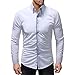 DGHM-JLMY Men's Dress Shirt Fashion Button Up Shirt Trend Slim Casual Long Sleeves Slim Fit Casual Contrast Button Down Shirt (White,XX-Large)