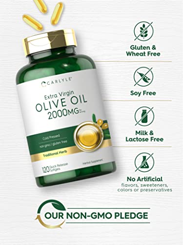 Carlyle Olive Oil Supplement 2000Mg | 120 Softgels | Cold Pressed Extra Virgin Olive Oil | Non-Gmo, Gluten Free #TOP3