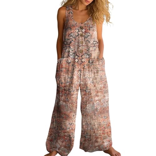 Tenue d'été confortable avec combinaison sans manches ample à poches femme
