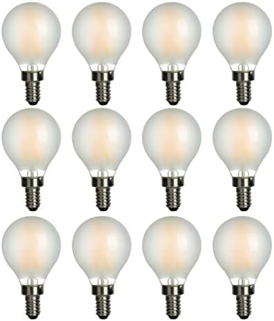 AMDTU 12 Pack Type G Round Candelabra Light Bulbs, G16.5 Frosted E12 LED Bulb 40 Watt Equivalent Dimmable, 2700K Soft White Globe Chandelier Light Bulb 40W Replacement, Candle Light Bulbs