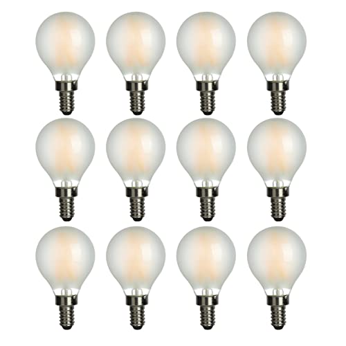 Amdtu 12 Pack Type G Round Candelabra Light Bulbs, G16.5 Frosted E12 Led Bulb 40 Watt Equivalent Dimmable, 2700K Soft White Globe Chandelier Light Bulb 40W Replacement, Candle Light Bulbs #TOP3