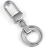 maycom® Pants Buckle Clip on Belt Polished Sliver Double Loops Keyring Keychain Car Key Chain Ring Key Fob 84019