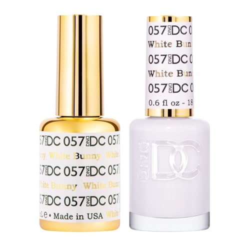 DND DC Gel Polish Set White Collection UV/LED Gel Polish and Air Dry Nail Lacquer Matching Chip-Free Polish Duo 057 White Bunny 0.5 Fl Oz