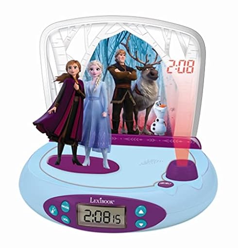 LEXIBOOK, Frozen Elsa Anna, Reloj Despertador con proyector para niños, Luz Nocturna y proyección de la Hora en el Techo, Efectos de Sonido, Funciona con Pilas, Azul, RP510FZ | Ya disponible en tu tienda friki favorita! En mundofriki.es!