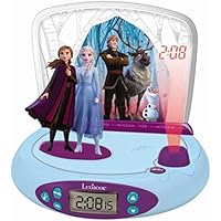 LEXIBOOK, Frozen Elsa Anna, Reloj Despertador con proyector para
