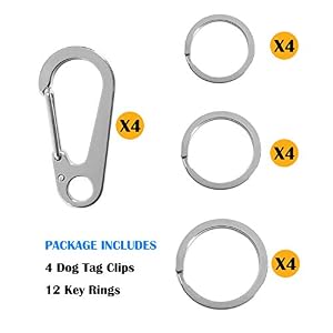 4 Pack Dog Tag Clips Durable Dog ID Tag,304 Stainless Steel Quick Clip and Rings,Easy Change Pet ID Tag Holder for Dog Cat Collars and Harnesses 4 Pack Dog Tag Clips Durable Dog ID Tag,304 Stainless Steel Quick Clip and Rings,Easy Change Pet ID Tag Holder for Dog Cat Collars and Harnesses