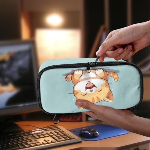 Image of Cute Cat Girls Pencil Pouch for Kids Aesthetic Pencil Bag for Preschool Childern Casual Pencil Case with External Zipper Pen Box for Boys Adults Men Cion Purse for Office Supplies,Large