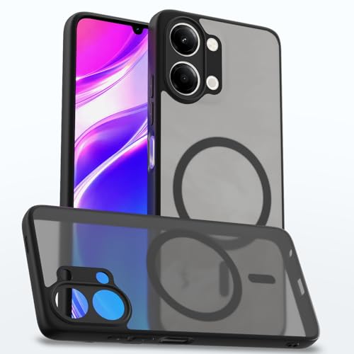 Image of Amazon Basics Back Cover for Vivo Y11 5G Compatible with Mag-Safe Smoke Back | Shockproof Design | Hard Transparent Back Case (Black Smoke Mag-Safe)