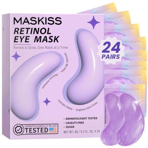 Maskiss Retinol Under Eye Patches (24 Pairs), Lavender Purple Eye Masks for Dark Circles, Puffy Eyes &amp; Wrinkles, Firming Collagen Eye Patches, Vegan Cruelty-Free Skincare Gifts for Women
