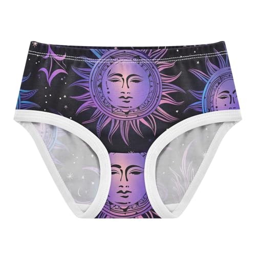 Sun Moon Black Toddler Underwear, Cotton Underwear for Girls, 2T–8 Years