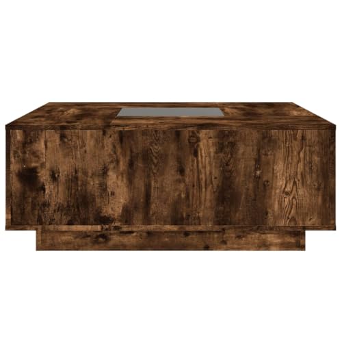 Table basse avec LED Infinity en bois et verre pour désencombrer votre canapé