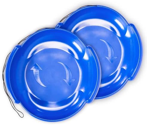 Round Saucer Snow Sled - Premium Canadian Resin Snow Disc - Round Snow Sled Kids and Adult with Pull Cord and Handles - Snow and Sand Outdoor Fun