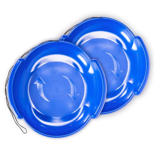 Round Saucer Snow Sled - Premium Canadian Resin Snow Disc - Round Snow Sled Kids And Adult With Pull Cord And Handles - Snow And Sand Outdoor Fun #TOP2