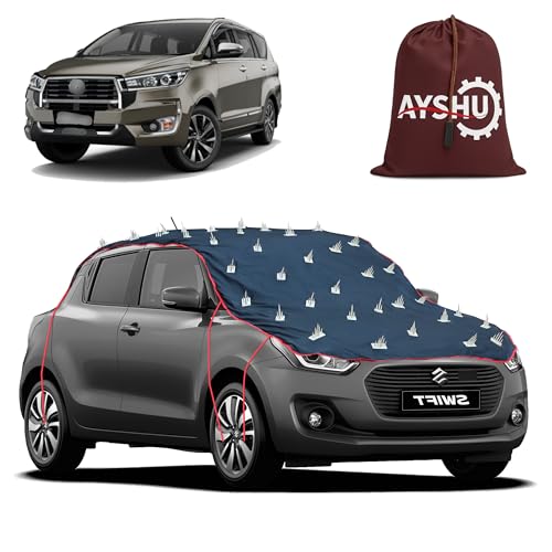 Image of AYSHU Water-Resistant Spike Car Cover for Toyota Innova Crysta - Protects from Dogs, Monkeys, Dust, Sunlight & UV - Full Roof Universal Fit
