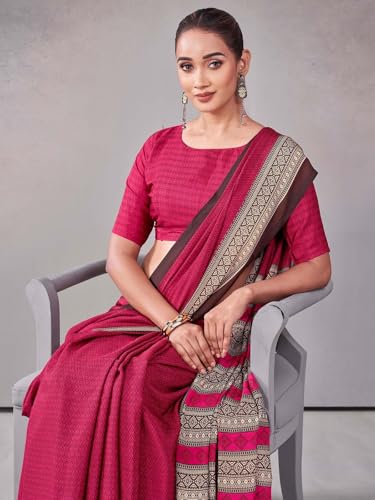 Image of Satrani Women's Crepe Printed Saree with Unstitched Blouse Piece