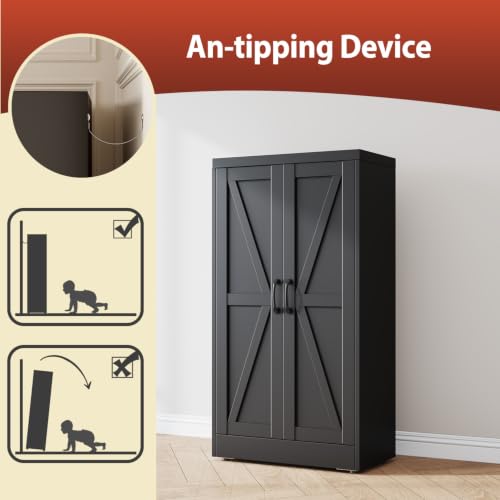 Image of PAOFIN 47 inch Black Metal Storage Pantry Cabinet