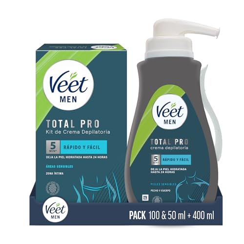 Veet Men Kit de Depilación para Zonas Íntimas del Cuerpo, 100 ml + 50 ml, + Veet Men Crema Depilatoria Corporal para Hombre, 400ml