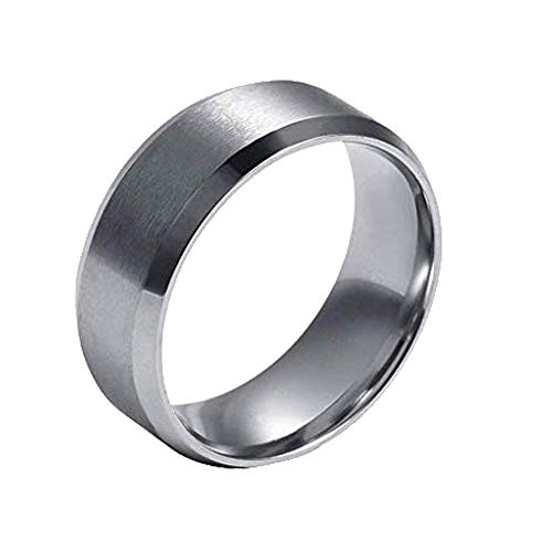 FANSING Mens Wedding Rings Womens, 8mm Wedding Bands, Stainless Steel Ring, Size 10.5
