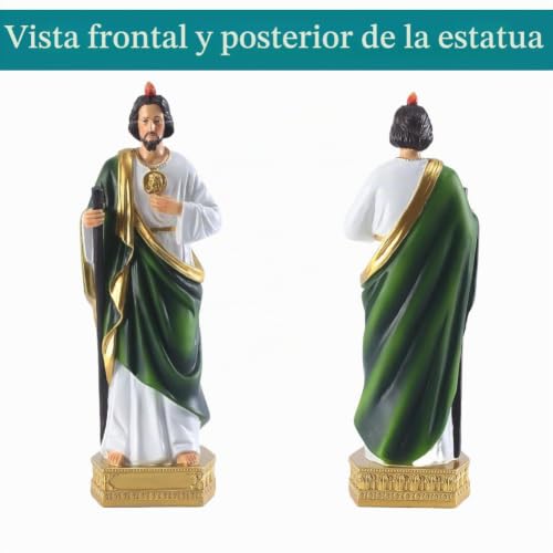 Miniatura 5 de Qianling San Judas Tadeo Figura De 21,5 Cm - Estatua Religiosa De Resina Pintada A Mano - Imagen De San Judas Con Colores Vivos - Escultura Católica Para Decoración Del Hogar O Regalo Religioso