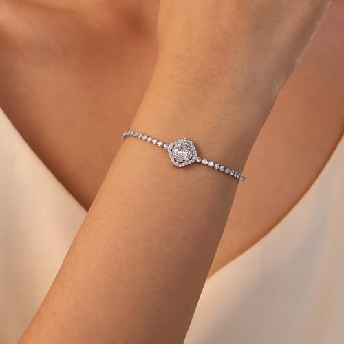 18K Gold Plated Tennis Bracelet for Women with Sparkling Zirconia Stones, Adjustable Size, Elegant Gift for Chrismas, Wedding, Party, Mom, Girlfrined, Birthay2