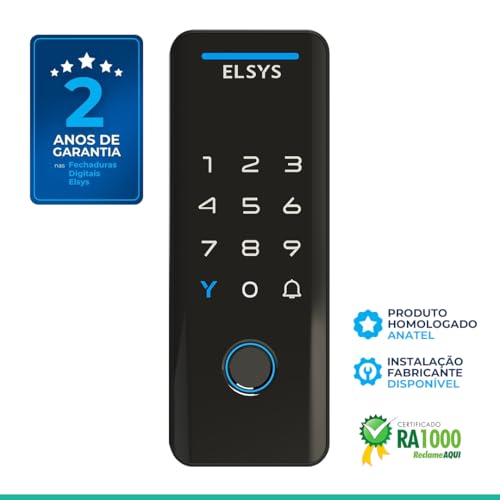 Fechadura Digital de Sobrepor, Abertura por senha ou tag, Tecno, Preta, DS4100V, Elsys