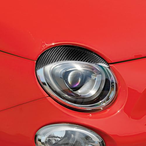 KUNGKIC for Abarth 595 / Fiat 500 2016-2023 Accessories Carbon Fibre Exterior Trim Car Headlight Eyebrows Headlight Eye Lid Cover Trim Cool Decal Self-Adhesive Auto Parts RHD, Hard Carbon Black - Image 2