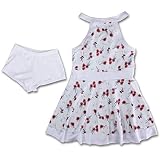 [Teddy] キッズ 水着 女の子 ワンピース セパレート 子供用 ジュニア ショートパンツ 2点セット UPF50+ kids243 (ホワイト×フラワー, L(110cm))