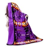 Southwest Design (Navajo Print) Sherpa Lined Throw 16112 Purple