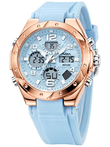 Image of V2A Aura Edge 40mm Analog Digital Watch for Women | Modern Everyday Style | Alarm Stopwatch Backlight Day Date | Comfortable TPU Strap | 50M Water Resistant | Gift for Ladies