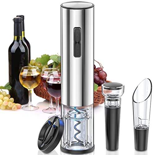 Booxihome Electric Bottle Opener Set,Automatic Corkscrew Professional Wine Opener Waiters Friend Sommelier Gift Electric Wine Bottle Opener Stainless Steel Rechargeable for Home, Restaurant, Party