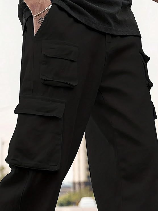 Image of Men Cargo Pants 100% Cotton | Relaxed Fit Utility Cargos for Men with 6 Pockets | Breathable Durable Fabric | Casual Streetwear Travel & Outdoor Pants