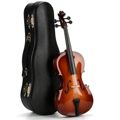 Mini Cello Model, 20cm Wooden Miniature Cello with Case and Stand Musical Instrument Display...