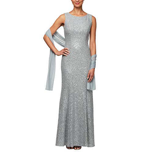 Image of Alex Evenings Women's Long Sleeveless Mother of the Bride Dress with Shawl (Petite and Regular Sizes)
