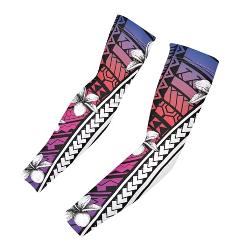 Nxidvxne Polynesian Style Prints Compression Sleeves For Men Tattoo Sleeves For Men Polynesian Hibiscus Pattern Custom Arm Sleeve White Sleeves