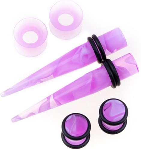 Miniatura 2 de Kit de Estiramiento de Orejas de 50 Piezas 14 Calibres-00 Calibres Expansores Cónicos de Acrílico Mármol Conjuntos de Joyería para Piercing