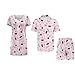 Liuqpwys Cherry Daisy Matching Pajamas for Couples All-day Comfort Cozy Couple Matching Button Down Pajamas Fashion Short Sleeve Women’s Nightshirt Mens Shirts Set for Home